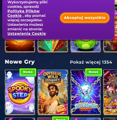 M-wersja Wazamba na telefonie Wazamba Casino w m-wersji – kafelki gier i dolny pasek na telefonie